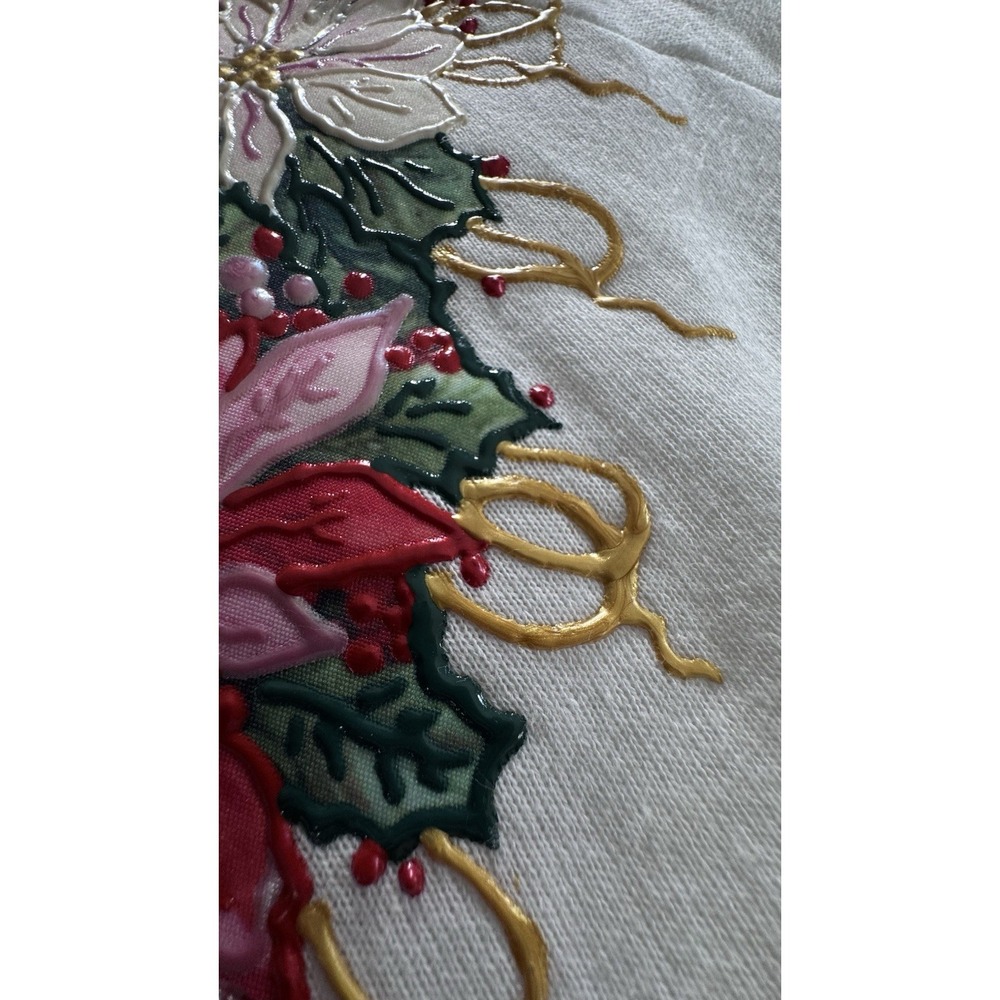 VTG Retro 80s Christmas Poinsettia Women's Sweatsuit Puffy Paints Handmade - Picture 7 of 16